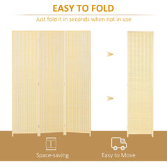Woven Bamboo Room Divider, 4 Panel Folding Indoor Privacy Screens for Home Office, 71"x71"x0.6", Natural