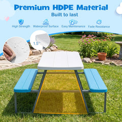 Kids Picnic Table with Benches Seats up to 4-Blue