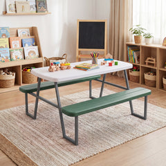 Kids Picnic Table with Benches Seats up to 4-Green
