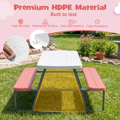 Kids Picnic Table with Benches Seats up to 4-Pink
