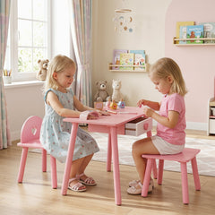 Kids Pretend Nail Salon Playset with Wooden Toddlers Makeup - Pink