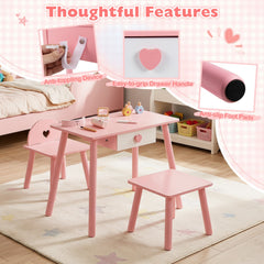 Kids Pretend Nail Salon Playset with Wooden Toddlers Makeup - Pink