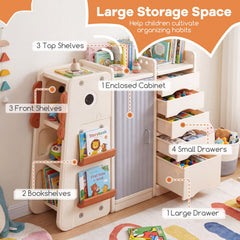 Kids Toy Storage Organizer with 5 Removable Bins for Playroom-Beige