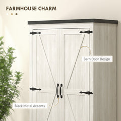 Farmhouse Kitchen Pantry Storage Cabinet, 64" Freestanding Kitchen Pantry Cabinet with Drawers, Distressed Black