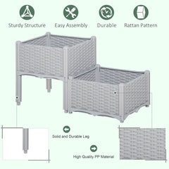 1 Piece Raised Garden Bed PP Raised Flower Bed Vegetable Herb Grow Box Stand Brown