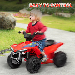 Kids ATV, 6V Battery Powered Electric Vehicle with Headlights, Music, Forward/Reverse Switch for 18-36 Months, Red