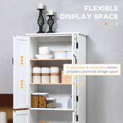 48" 4-Door Storage Cabinet Multi-Storey Large Space Pantry with Adjustable Shelves Black