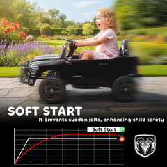12V Ride on Car, Licensed Dodge RAM 3500 Electric Vehicle with Remote Control, Suspension for 3-5 Years, Black