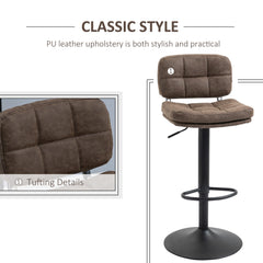 Bar Stools Set of 2, Swivel Counter Height Barstools with Adjustable Height, Back and Footrest, PU Leather Bar Chairs