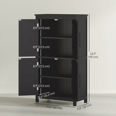 Farmhouse Bathroom Storage Cabinet, Bathroom Floor Cabinet with Barn Doors and Adjustable Shelf, Black