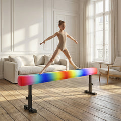7.5ft Adjustable Balance Beam, Gymnastics Beam with Wheels, Gymnastics Equipment for 6+ Years Old Training