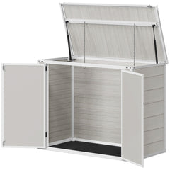 41 Cu. Ft. Outdoor Storage Shed, Outdoor Horizontal Trash Can Storage with Chain Lid, Lockable Storage Box, Grey