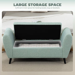 Upholstered Storage Bench with Arms, Modern Ottoman Bench for Bedroom, Entryway, and Living Room, Black