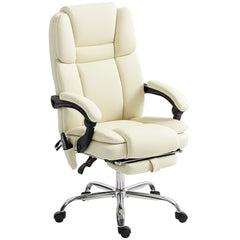 Massage Office Chair, Reclining Executive Office Chair with 6-Point Vibration, Footrest and High Back, Black