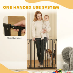 30"- 45" Easy Install Pet Gate w/ Door & Double Locking System, Extra Wide Dog Gate for Stairs, Hallways, White