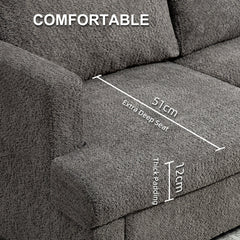 54.3" Loveseat Sofa, 2 Seater Sofa with Removable Cushions, Small Couch with Solid Wood Frame for Living Room, Dark Grey