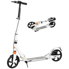 Foldable Kids Scooter with 4 Adjustable Heights, Double Brakes, and Shock Absorption for Ages 6-12, White