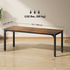 71" Computer Desk, Desktop Desk with Metal Legs, Distressed Black