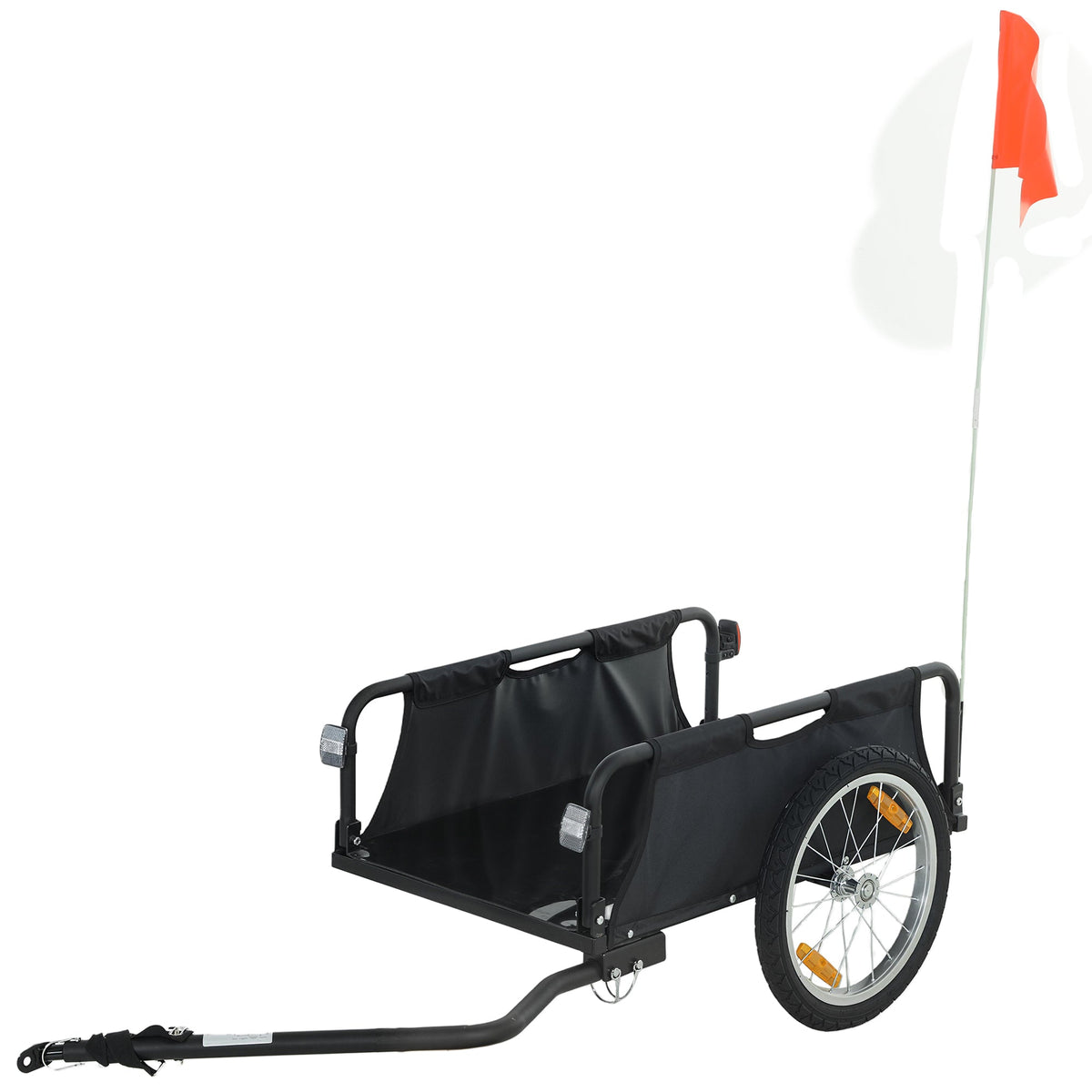 Bike Cargo Trailer, Bicycle Trailer Wagon Cart with Quick Release 16" Pneumatic Wheels, Red Flag
