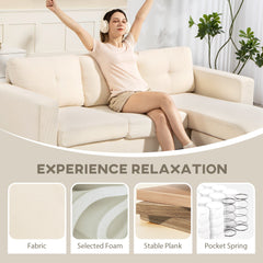 Sectional Sofa with Changeable Chaise Lounge, 3 Seat L-Shaped Small Space Sofa, Upholstered Couch for Small Space, Dark Grey