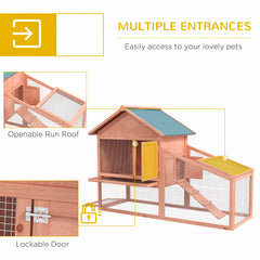 2 Tier Rabbit Hutch Outdoor Bunny House Guinea Pig Cage with Removable Tray, Ramp, Asphalt Roof