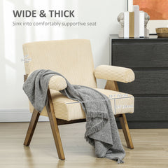 Cashmere Accent Chair Armchair with Wide Seat and Soft Padded Armrests for Reading, Bedroom, Cream White
