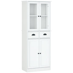 61" Kitchen Pantry Cabinet, Freestanding Farmhouse Buffet Storage Cabinet with Soft Close Glass Doors and Adjustable Shelves, Black