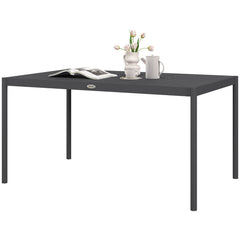Outdoor Dining Table w/ Aluminium Frame, Garden Table, 57", Dark Grey