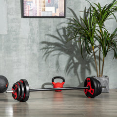 44lbs Adjustable Barbell Weight Set, Solid One-Piece Barbell Bar and Weights for Home Gym Weight Lifting Strength Training Exercise, Max Load 110 lbs, Black and Red