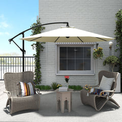 10' Deluxe Patio Umbrella Outdoor Market Parasol Banana Hanging Offset Sunshade Crank Cross Base Black