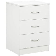 Bedside Table, Modern Night Stand with 3 Drawers and Metal Rail for Bedroom, Dark Brown