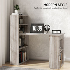 Modern Computer Desk with Storage Shelves, 47" Writing Table Workstation with Bookshelf for Home Office, Black