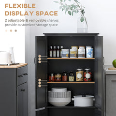 48" 4-Door Storage Cabinet Multi-Storey Large Space Pantry with Adjustable Shelves Black