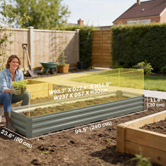 8'x2'x1' Galvanized Raised Bed, Large Elevated Planter Box for Growing Flowers, Herbs and Vegetables, Dark Grey