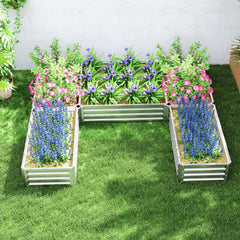 Steel Raised Garden Bed, Set of 5 Large Box Planters for Outdoor Plants Vegetables Flowers Herbs, 8x8x1ft, Black