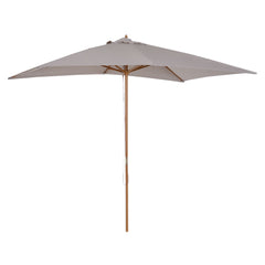 7' x 10' Wooden Patio Umbrella, Rectangle Garden Parasol, Outdoor Sunshade Canopy with Bamboo Ribs for Garden, Dark Grey
