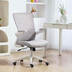 Ergonomic Office Chair, Swivel Desk Chair with Adjustable Lumbar Support, Headrest and Height, Flip-up Armrests, Beige
