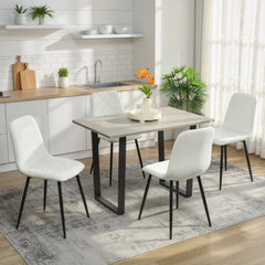 Dining Chairs Set of 4, Upholstered Dining Room Chairs with Steel Legs, Modern Kitchen Chair for Dining Room, Black