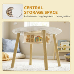 3 Pieces Kids Table and Chair Set, Activity Table and Chair Set with Cloud-Shaped Chairs, Mesh Bag