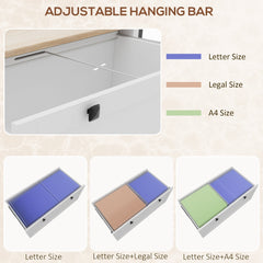 2 Drawer File Cabinet, Lockable Filing Cabinet with Adjustable Hanging Bar for Letter, A4 and Legal Size, Black