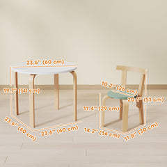 Wooden Kids Table and Chairs Set, Toddler Table and Chairs Set for 3-8 Years, Green