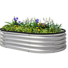Galvanized Raised Garden Bed, 5 x 3 x 1 ft Modular Metal Garden Beds with Rubber Strip Edging, Silver