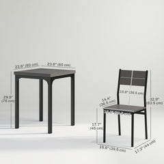Dining Table Set for 2, 3 Piece Kitchen Table and Chairs with Metal Legs for Small Spaces, Natural Wood