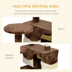 53" Cat Tree Scratching Large Kitten Play House Multi-Level Activity Center Pet Furniture