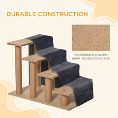 4-Step Dog Ramp for Sofa, Bed, and Couch, with Removable Cover, Light Grey