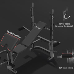 Adjustable Weight Bench with Bench Press Rack, Preacher Curl Bench, Leg Extension and Lat Pull Down