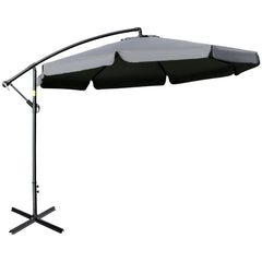 11 FT Cantilever Patio Umbrella Offset Parasol with Cross Base and 8 Ribs for Garden, Black