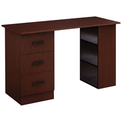 Computer Desk, 47" Writing Table with 3-Tier Shelves and 3 Reversible Drawers for Home Office, Bedroom, Black