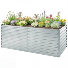 5' x 3' x 2' Raised Garden Bed, Galvanized Planter Box for Growing Flowers, Herbs and Vegetables, Black