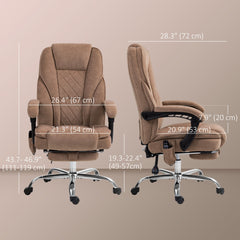 Massage Office Chair, Reclining Computer Chair with Adjustable Height and Footrest, Brown
